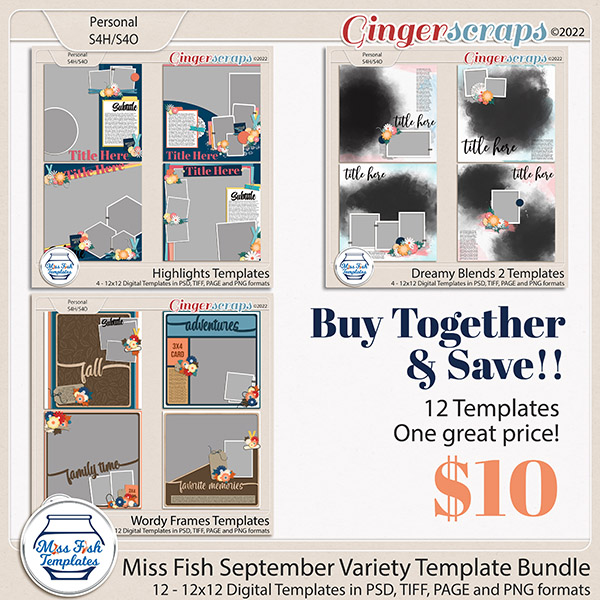 Miss Fish September Variety Template Bundle