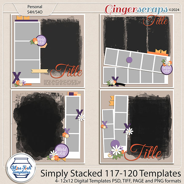 Simply Stacked Templates 117 - 120 by Miss Fish