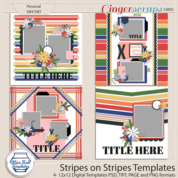 Stripes on Stripes Templates by Miss Fish