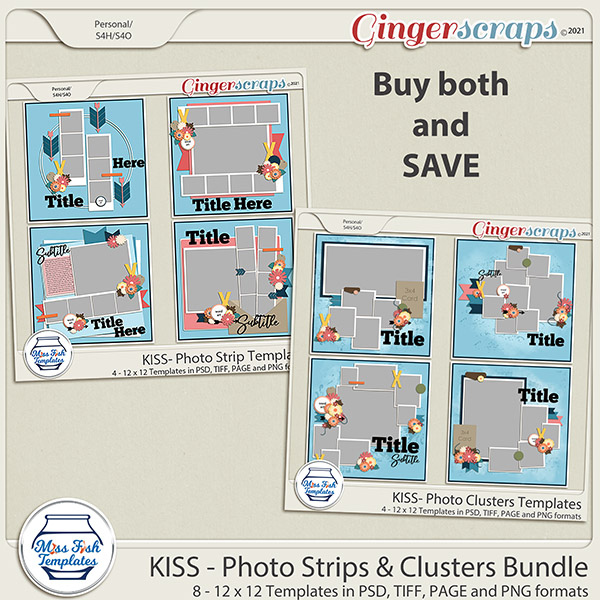 KISS - Photo Strips & Clusters Template Bundle by Miss Fish