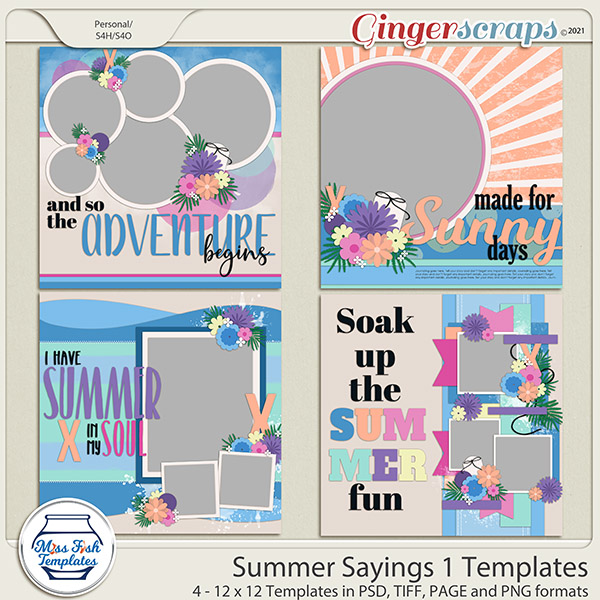 Summer Sayings 1 Templates by Miss Fish