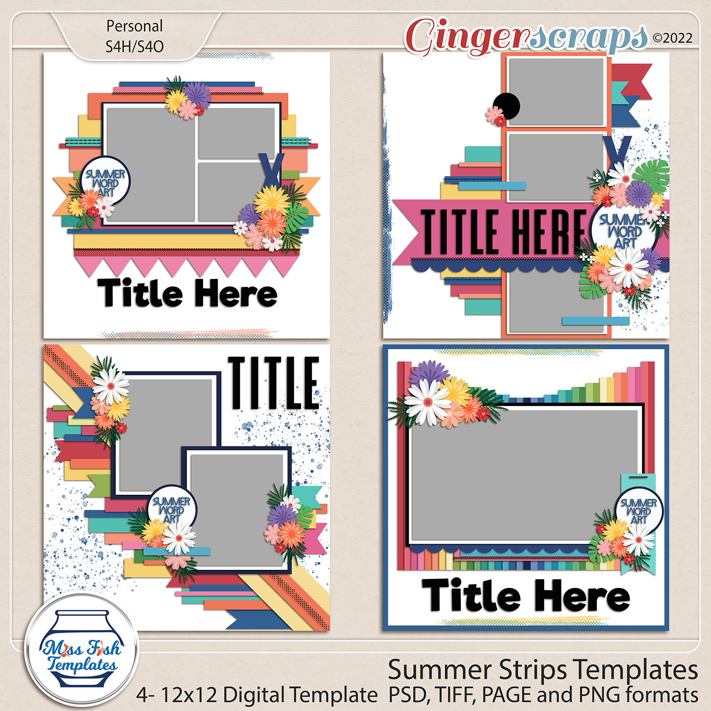 Summer Strips Templates by Miss Fish