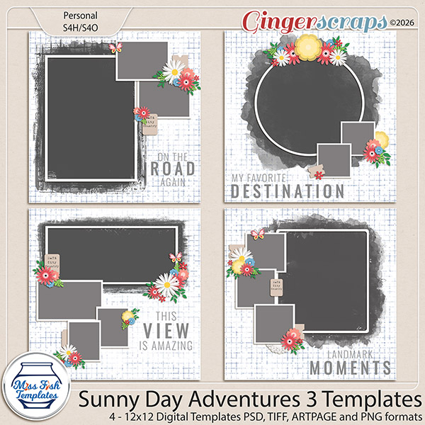 Sunny Day Adventures 3 Templates by Miss Fish