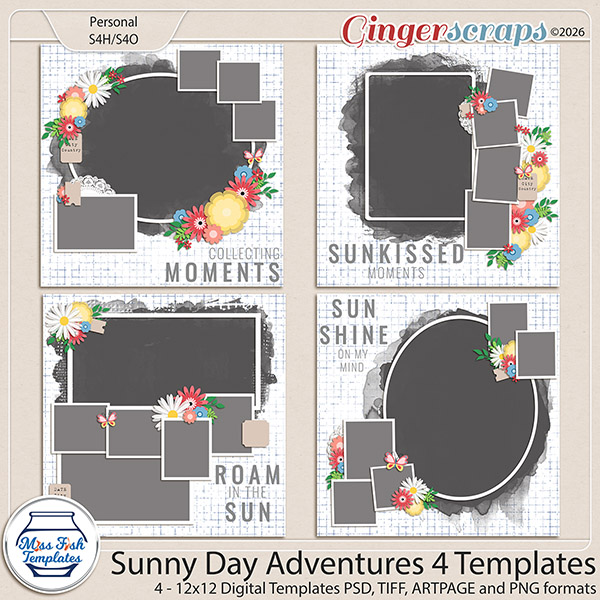 Sunny Day Adventures 4 Templates by Miss Fish