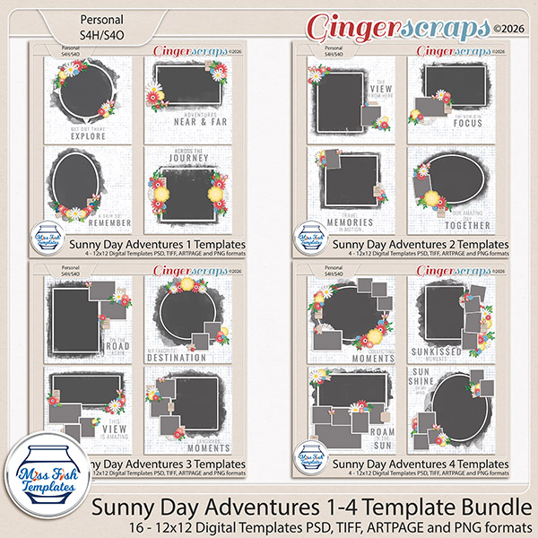 Sunny Day Adventures 1- 4 Template Bundle by Miss Fish