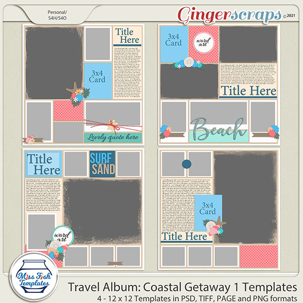 Travel Album Coastal Getaway 1 Templates by Miss Fish