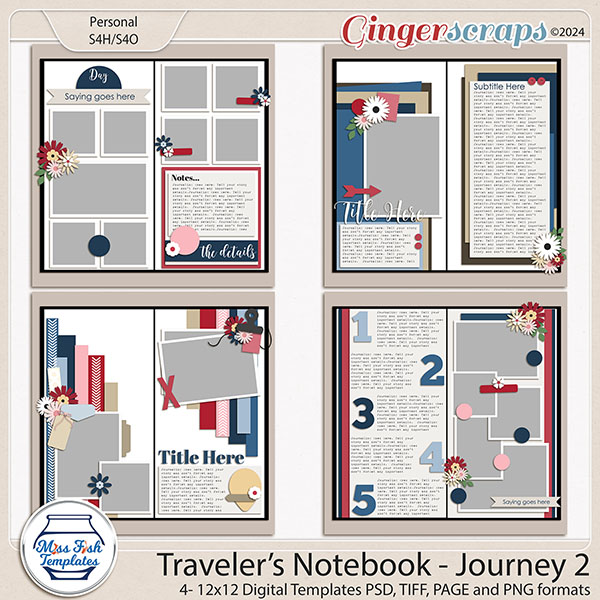 Travelers Notebook: Journey 2 Templates by Miss Fish