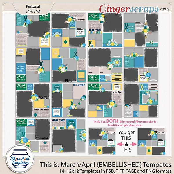 This is: March-April Embellished Templates by Miss Fish