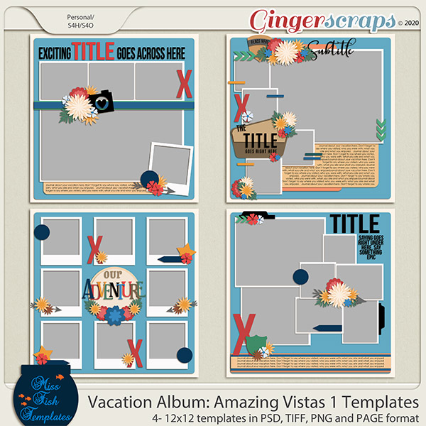 Vacation Album: Amazing Vistas 1 Templates by Miss Fish