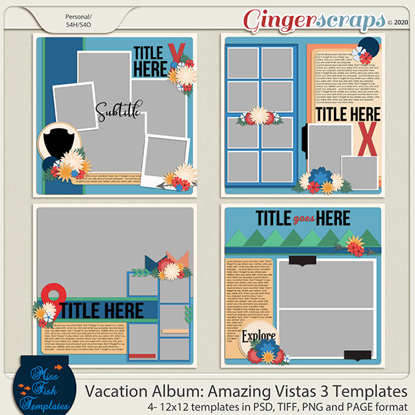 Vacation Album: Amazing Vistas 3 Templates by Miss Fish