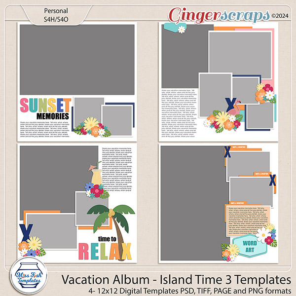 Vacation Album: Island Time 3 Templates by Miss Fish