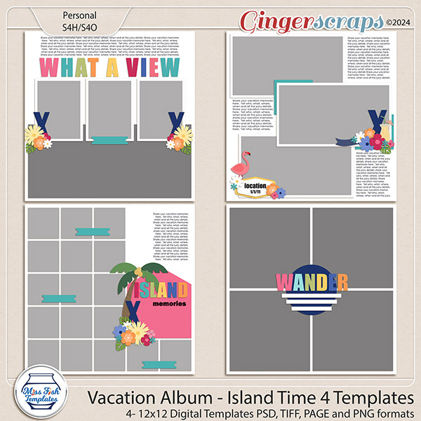 Vacation Album: Island Time 4 Templates by Miss Fish