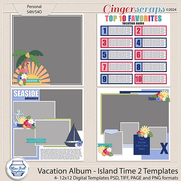 Vacation Album: Island Time 2 Templates by Miss Fish