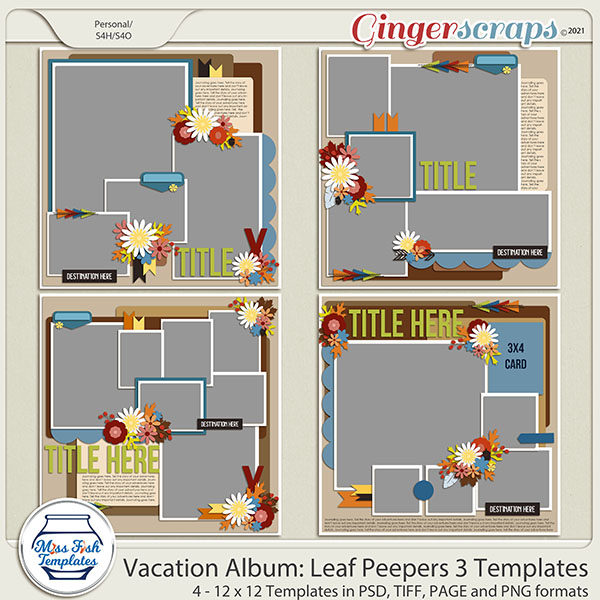 Vacation Album: Leaf Peepers 3 Templates by Miss Fish 