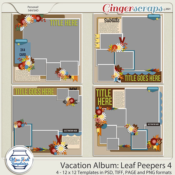 Vacation Album: Leaf Peepers 4 Templates by Miss Fish