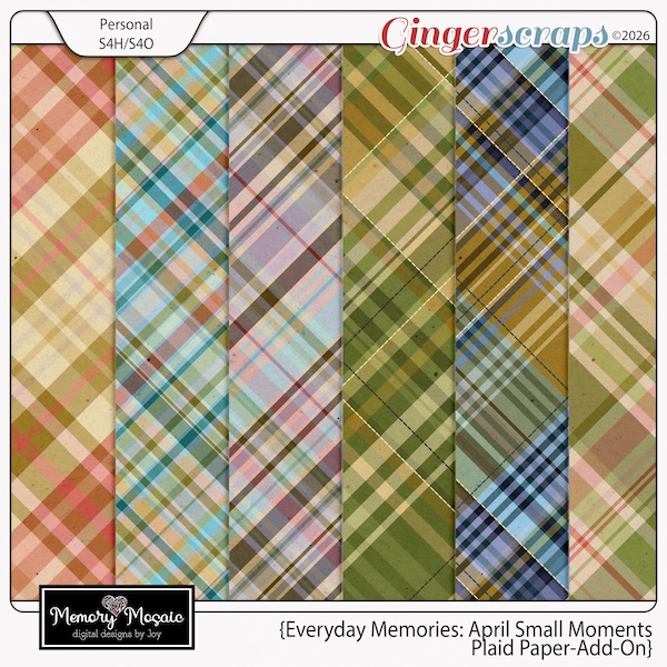 Everyday Memories: April Small. Moments Plaid Paper-Add On by Memory Mosaic