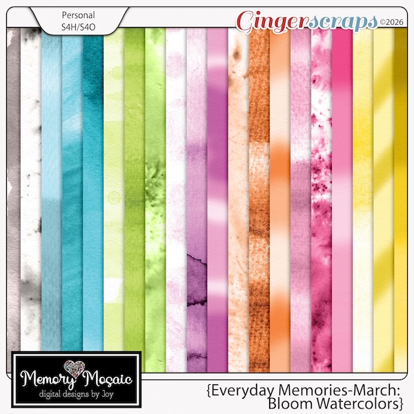 Everyday Memories: March-Bloom Watercolor Papers by Memory Mosaic