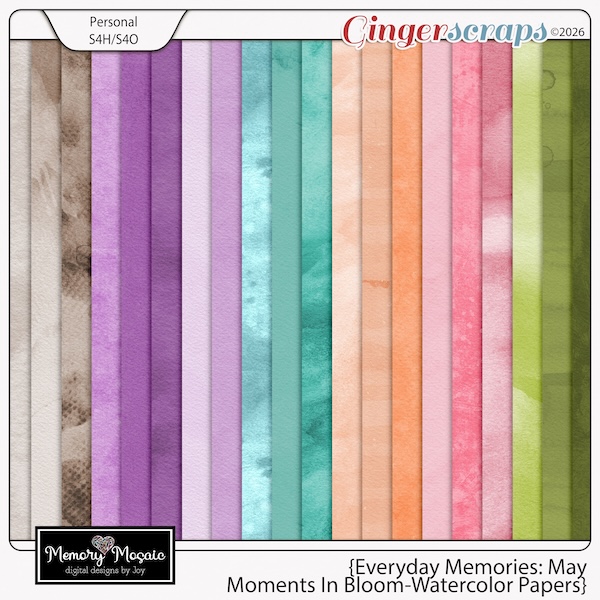 Everyday Memories: May-Moments In Bloom Watercolor Papers by Memorry Mosaic