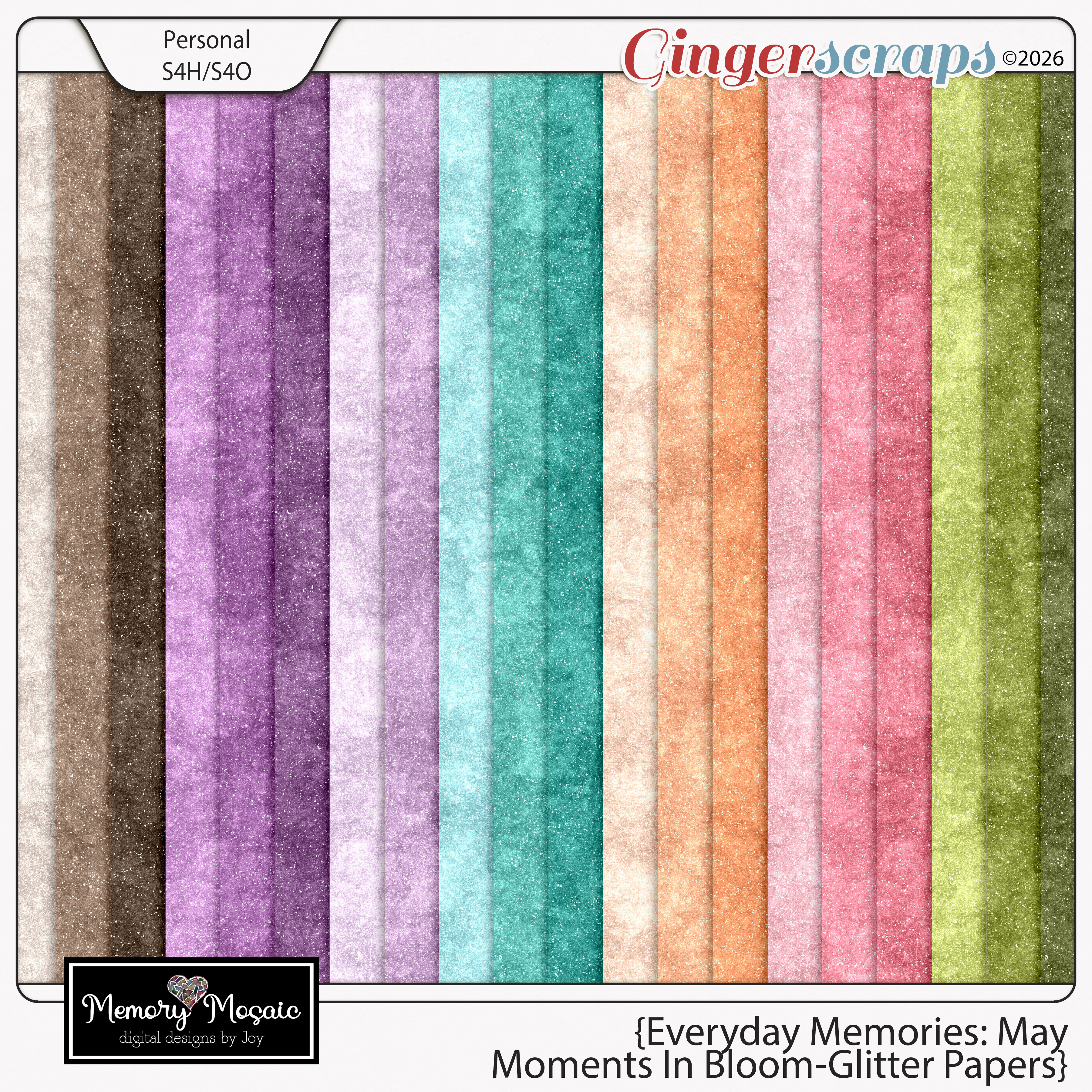 Everyday Memories: May-Moments In Bloom Glittered Papers by Memory Mosaic