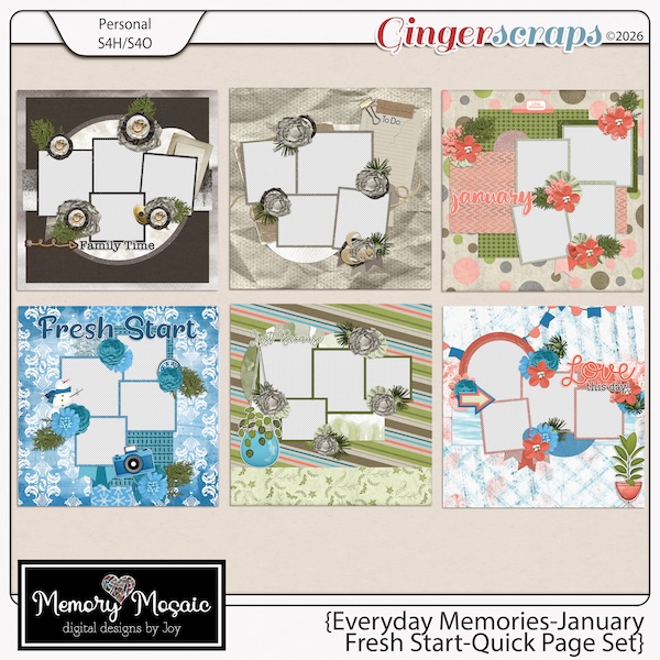 Everyday Memories-January: Fresh Start Quick Page Set by Memory Mosaic