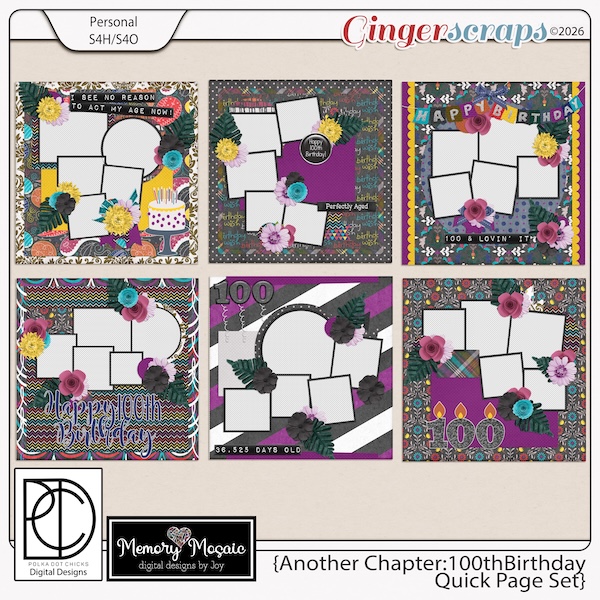 Another Chapter: 100th Birthday Quick Page Set by Memory Mosaic & Polka Dot Chicks