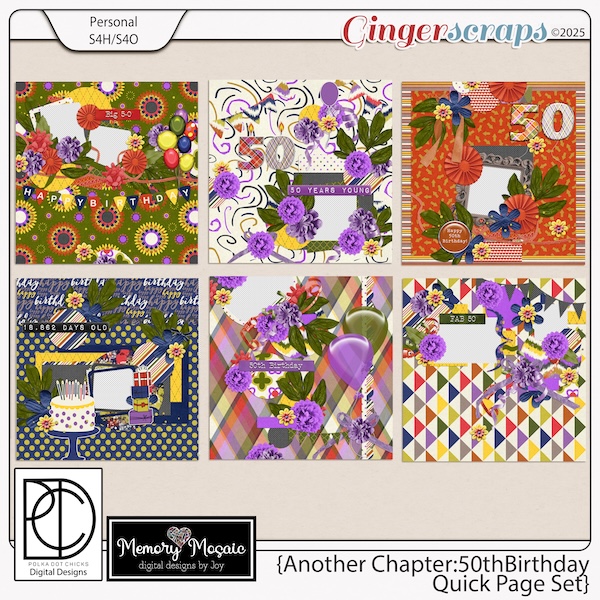 Another Chapter: 50th Birthday Quick Page Set by Memory Mosaic & Polka Dot Chicks