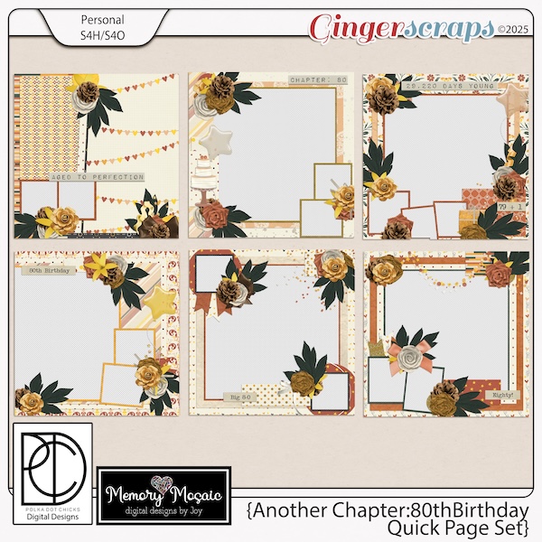 Another Chapter: 80th Birthday Quick Pages by Memory Mosaic and Polka Dot Chicks