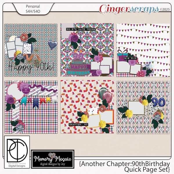 Another Chapter: 90th Birthday Quick Page Set by Memory Mosaic & Polka Dot Chicks