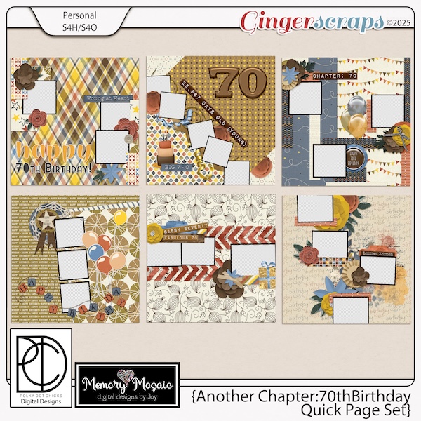Another Chapter: 70th Birthday Quick Page Set by Memory Mosaic & Polka Dot Chicks
