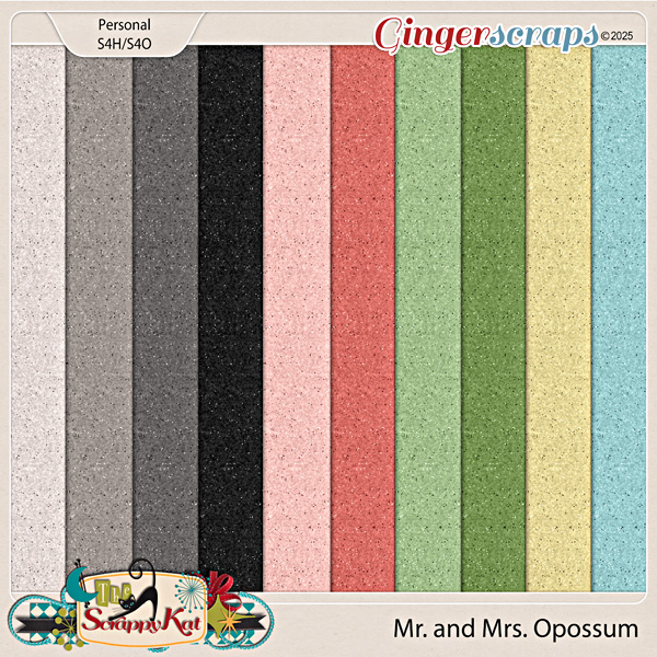 Mr. and Mrs. Opossum Glittery Felt Papers by The Scrappy Kat