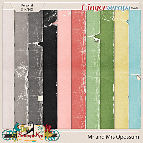 Mr. and Mrs. Opossum Torn Papers by The Scrappy Kat