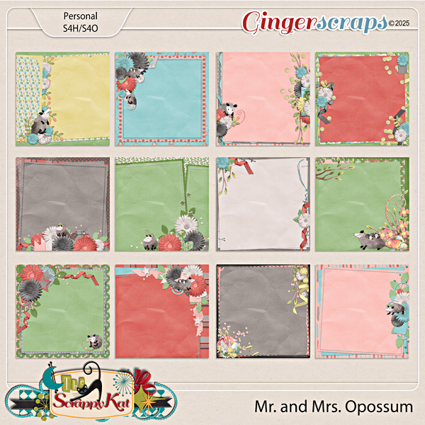 Mr. and Mrs. Opossum Stacked Papers by The Scrappy Kat