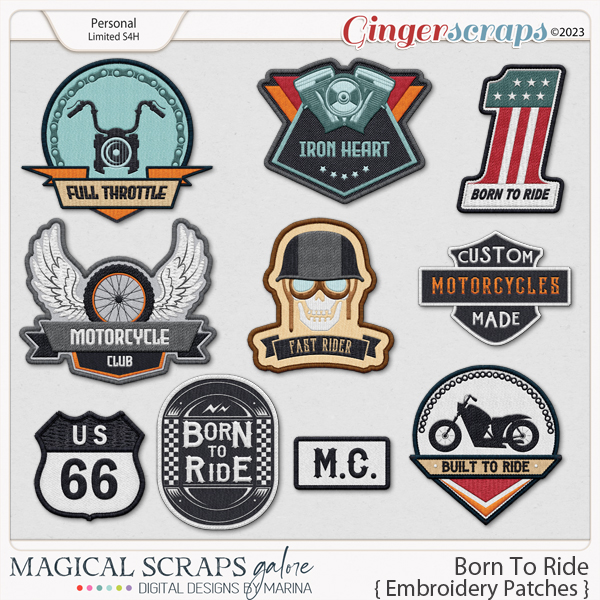 Born to Ride (embroidery patches)