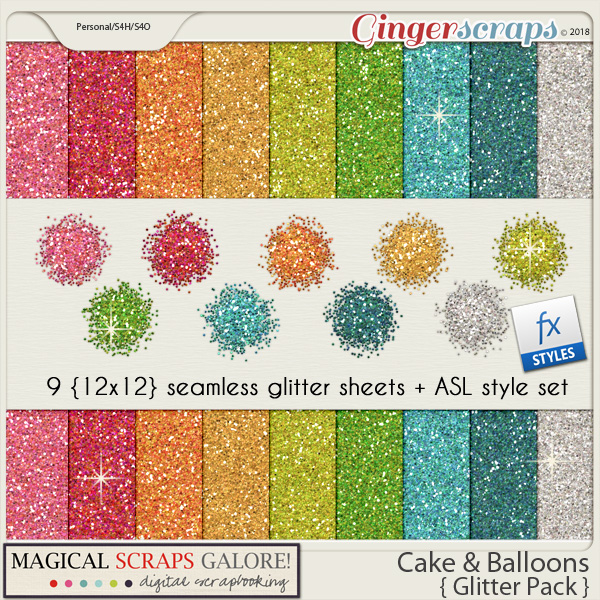 Cake & Balloons (glitter pack)