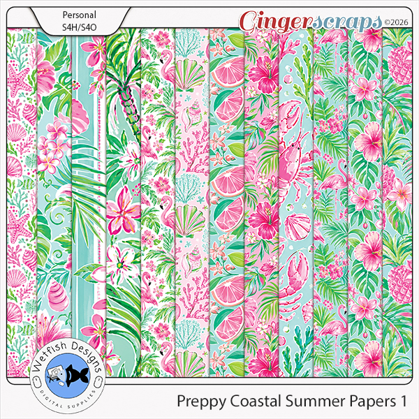 Preppy Coastal Summer Paper Pack 1 by Wetfish Designs 