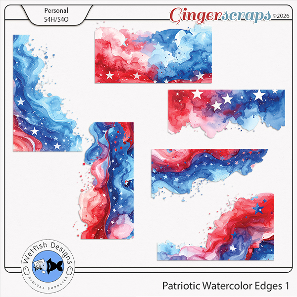 Patriotic Watercolor Edges 1 by Wetfish Designs 