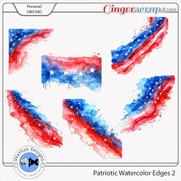 Patriotic Watercolor Edges 2 by Wetfish Designs 