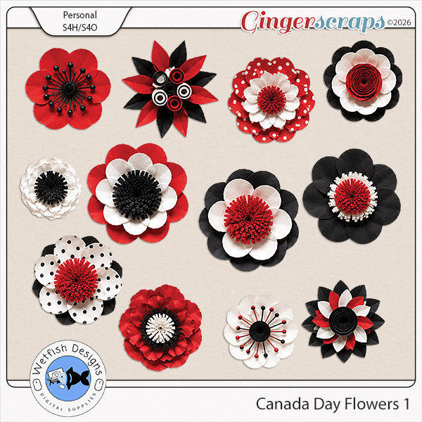 Canada Day Flowers 1 by Wetfish Designs