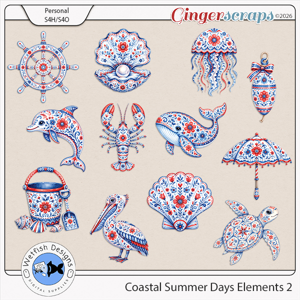 Coastal Summer Days Elements 2 by Wetfish Designs 