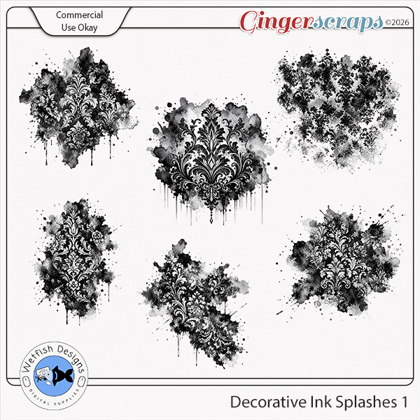 CU Decorative Ink Splashes 1 by Wetfish Designs
