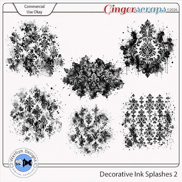 CU Decorative Ink Splashes 2 by Wetfish Designs 