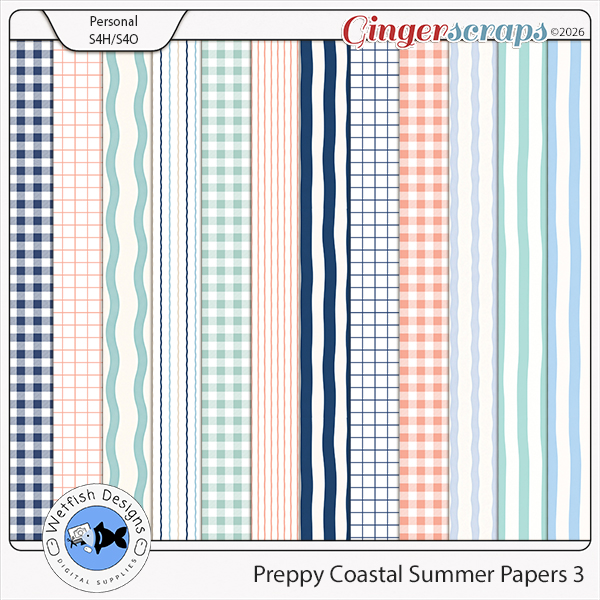 Preppy Coastal Summer Papers 3 by Wetfish Designs  