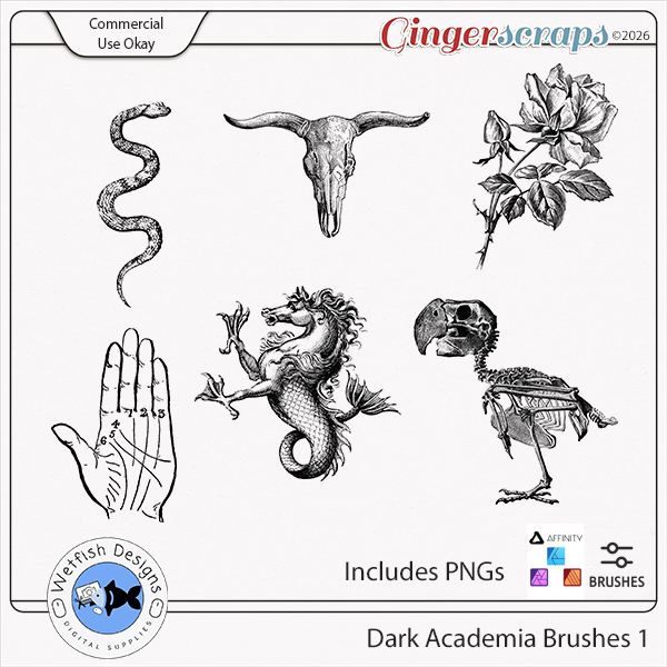 Dark Academia Brushes 1 by Wetfish Designs