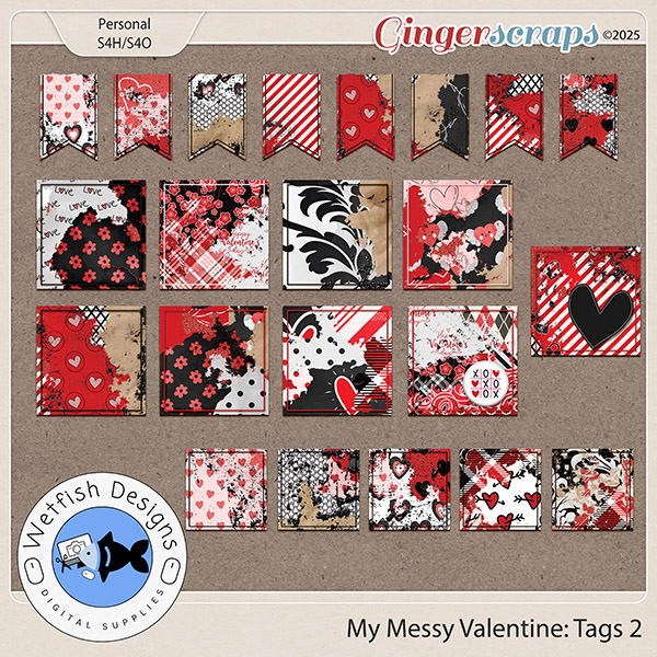 My Messy Valentine Tags 2 by Wetfish Designs 