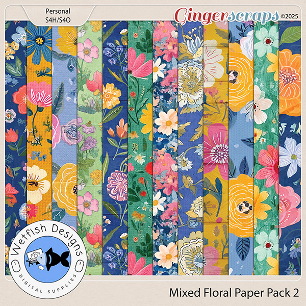 Mixed Floral Paper Pack 2 by Wetfish Designs 