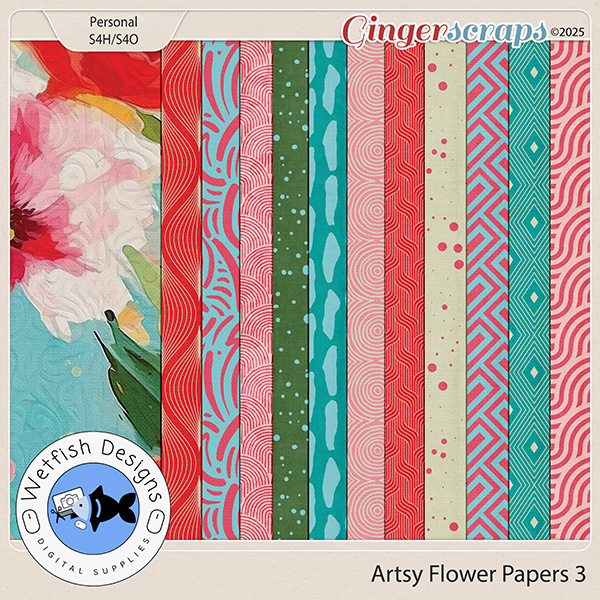 Artsy Flower Papers 3 by Wetfish Designs 