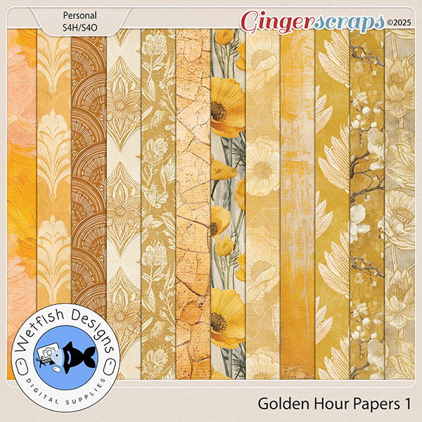 Golden Hour Papers 1 by Wetfish Designs  