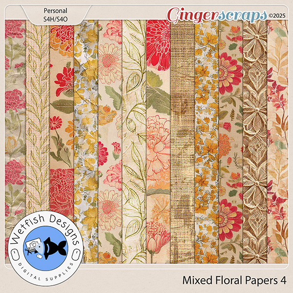 Mixed Floral Papers 4 by Wetfish Designs 