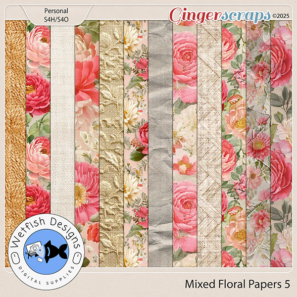 Mixed Floral Papers 5 by Wetfish Designs 