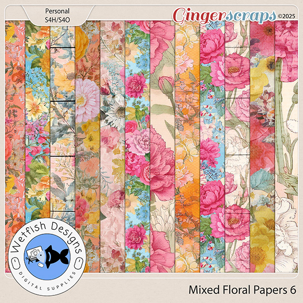 Mixed Floral Papers 6 by Wetfish Designs